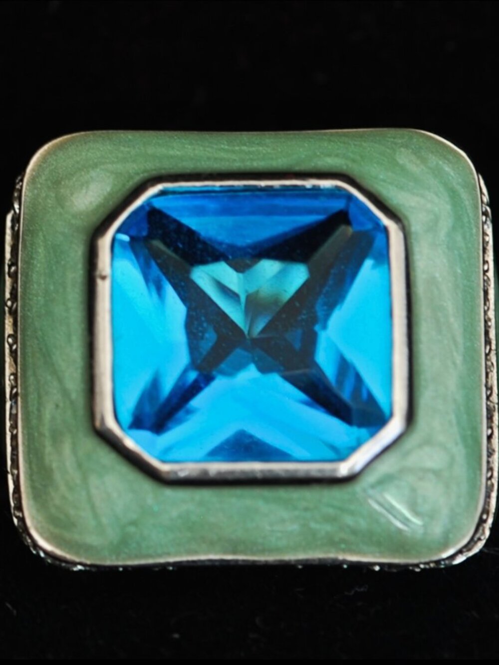 Sterling Silver Statement Ring With A Blue Zirconite Stone - 925